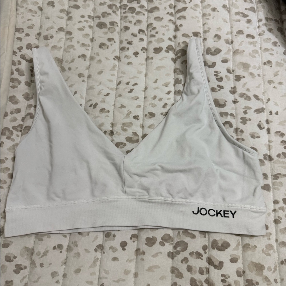 Jockey White Wireless Bralette with Logo
